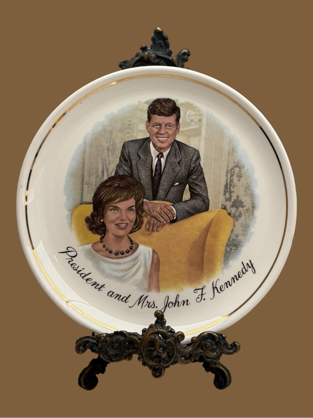 Vintage Ceramic John F Kennedy Jackie Kennedy Plate JFK 1960s President